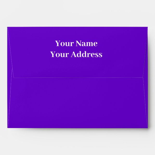 Personalized Name Simple Modern Purple Wedding Envelope (Back (Top Flap))