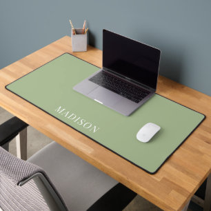 Personalized Name Simple Sage Green Desk Mat