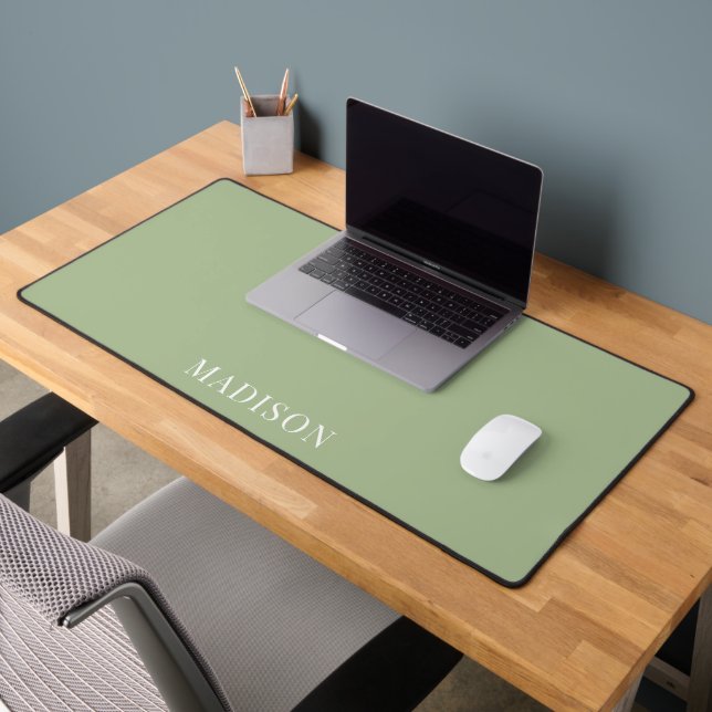 Personalized Name Simple Sage Green Desk Mat (Office 2)