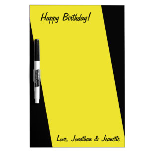 Personalized Name, Simple Stripe of Yellow Dry-Erase Board