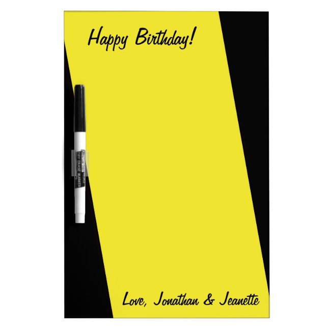 Personalized Name, Simple Stripe of Yellow Dry-Erase Board (Front)