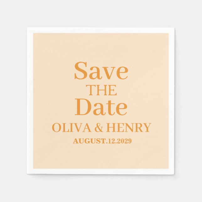 PERSONALIZED NAME SIMPLE STYLISH SAVE THE DATE NAPKINS (Front)