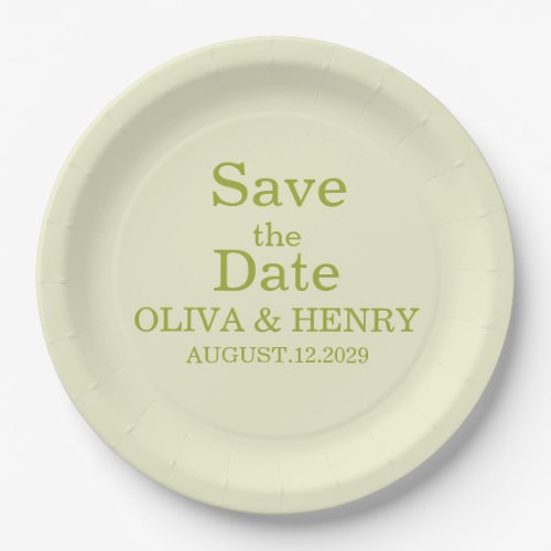 PERSONALIZED NAME SIMPLE STYLISH SAVE THE DATE PAPER PLATES