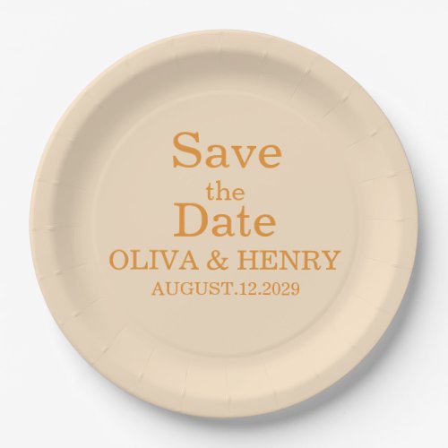 PERSONALIZED NAME SIMPLE STYLISH SAVE THE DATE PAPER PLATES