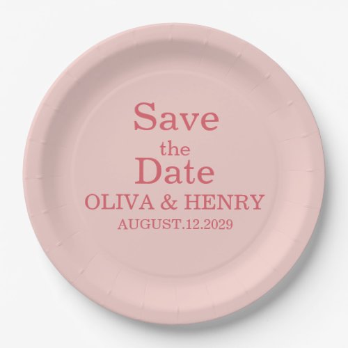 PERSONALIZED NAME SIMPLE STYLISH SAVE THE DATE PAPER PLATES