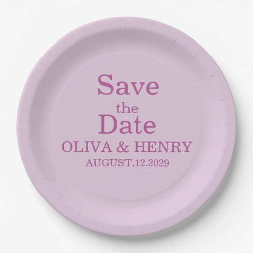 PERSONALIZED NAME SIMPLE STYLISH SAVE THE DATE PAPER PLATES
