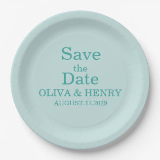 PERSONALIZED NAME SIMPLE STYLISH SAVE THE DATE PAPER PLATES