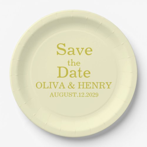 PERSONALIZED NAME SIMPLE STYLISH SAVE THE DATE PAPER PLATES