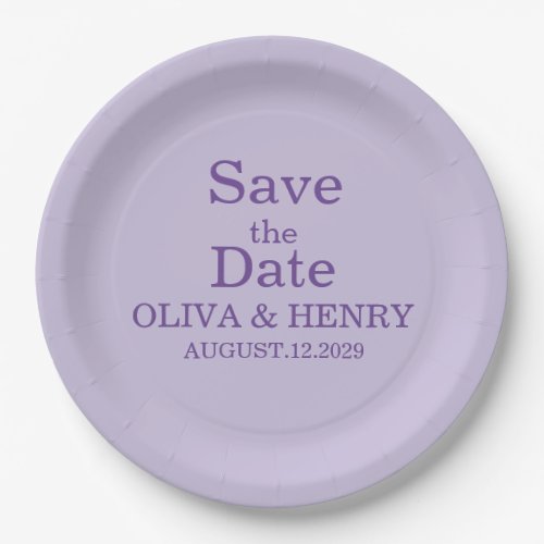 PERSONALIZED NAME SIMPLE STYLISH SAVE THE DATE PAPER PLATES