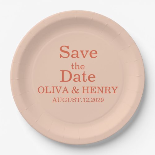 PERSONALIZED NAME SIMPLE STYLISH SAVE THE DATE PAPER PLATES