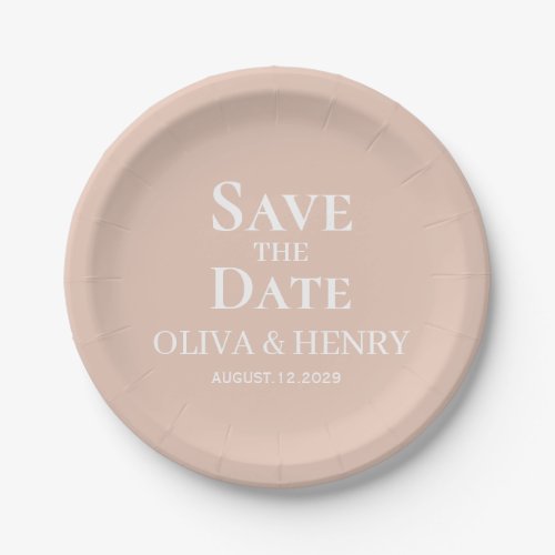 PERSONALIZED NAME SIMPLE STYLISH SAVE THE DATES PAPER PLATES