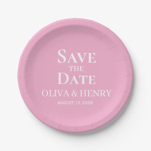PERSONALIZED NAME SIMPLE STYLISH SAVE THE DATES PAPER PLATES