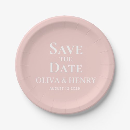 PERSONALIZED NAME SIMPLE STYLISH SAVE THE DATES PAPER PLATES