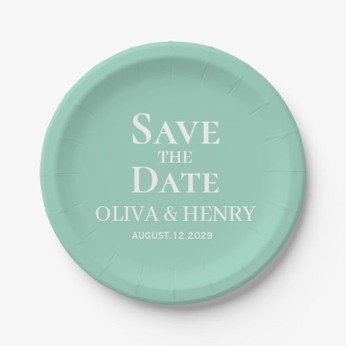 PERSONALIZED NAME SIMPLE STYLISH SAVE THE DATES PAPER PLATES