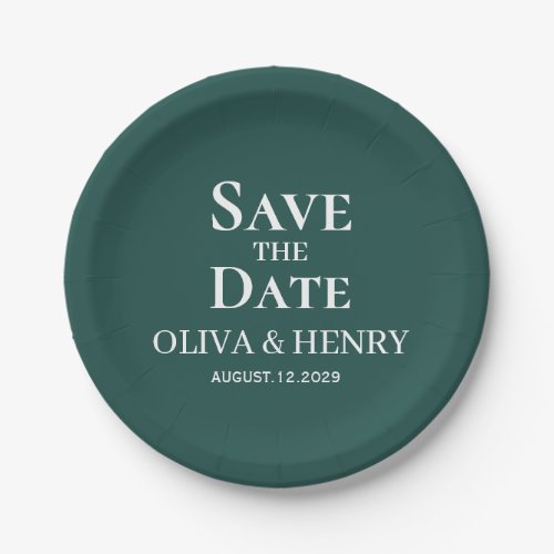 PERSONALIZED NAME SIMPLE STYLISH SAVE THE DATES PAPER PLATES