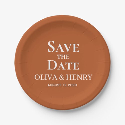 PERSONALIZED NAME SIMPLE STYLISH SAVE THE DATES PAPER PLATES