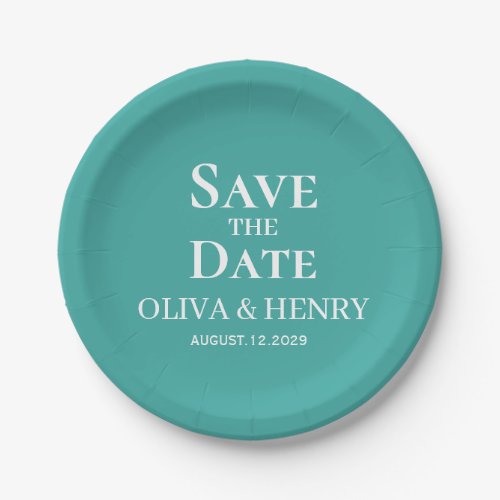 PERSONALIZED NAME SIMPLE STYLISH SAVE THE DATES PAPER PLATES