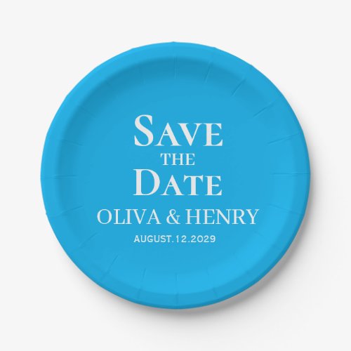 PERSONALIZED NAME SIMPLE STYLISH SAVE THE DATES PAPER PLATES