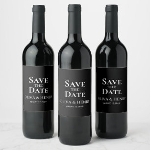 PERSONALIZED NAME SIMPLE STYLISH SAVE THE DATES WINE LABEL