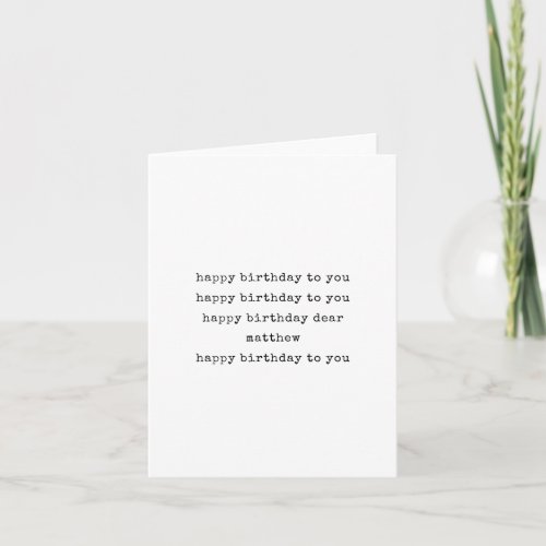 Personalized Name Simple Typewriter Happy Birthday Card