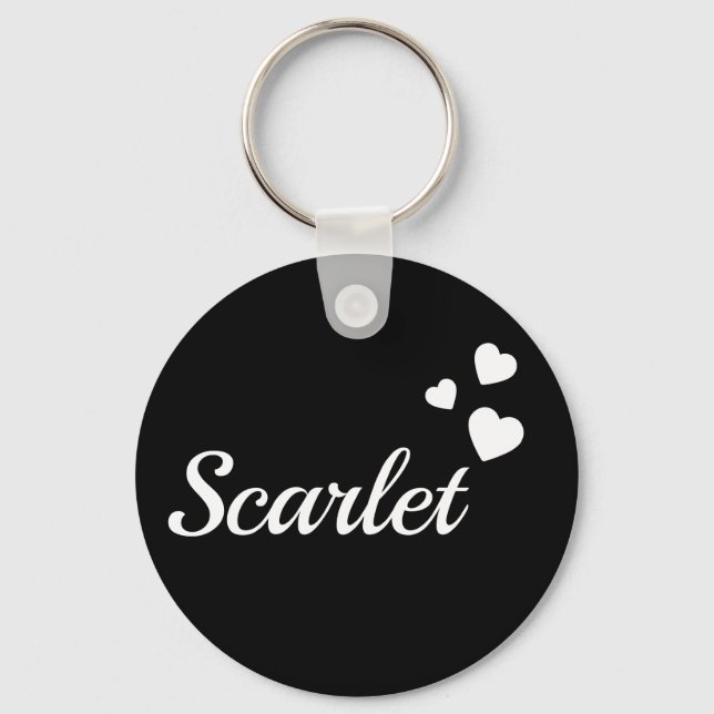 Personalized Name Simple White Hearts Love Keychain (Front)