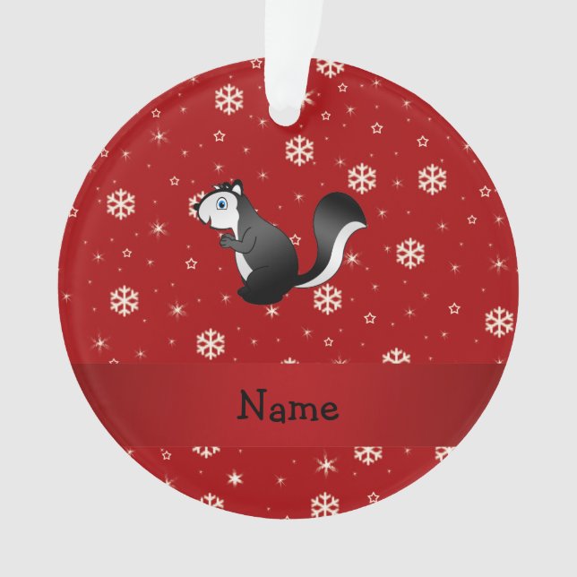 Personalized name skunk red snowflakes ornament (Front)