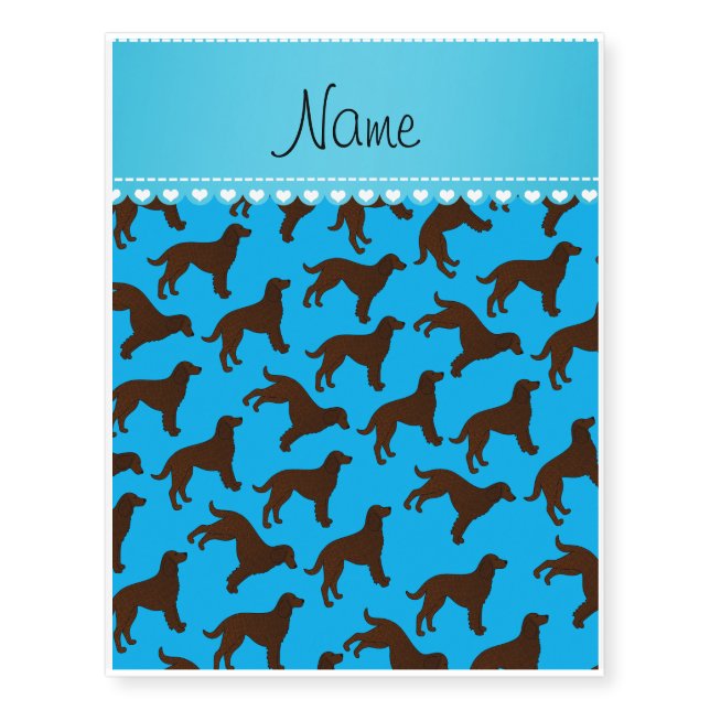 Personalized name sky blue american water spaniels temporary tattoos (Front)