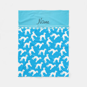 Personalized name sky blue bedlington terrier dogs fleece blanket