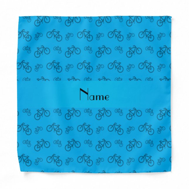 Personalized name sky blue bicycle pattern bandana (Front)