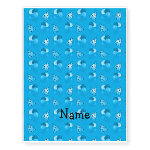 Personalized name sky blue birthday pattern temporary tattoos