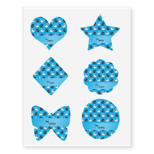 Personalized name sky blue bowling pattern temporary tattoos