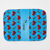 Personalized name sky blue boxing pattern burp cloth (Front Horizontal)