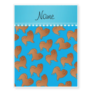 Personalized name sky blue chow chow dogs temporary tattoos