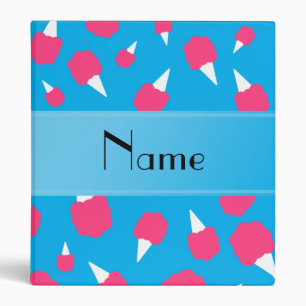 Personalized name sky blue cotton candy 3 ring binder
