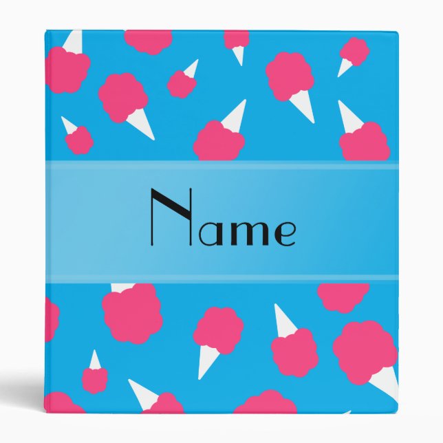 Personalized name sky blue cotton candy 3 ring binder (Front)