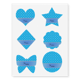 Personalized name sky blue diamonds blue stripe temporary tattoos