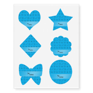 Personalized name sky blue geek pattern temporary tattoos