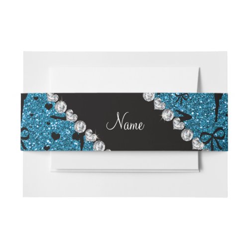 Personalized name sky blue glitter gymnastics invitation belly band