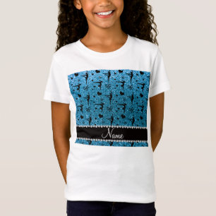 Personalized name sky blue glitter gymnastics T-Shirt