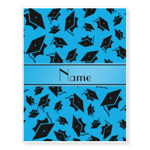 Personalized name sky blue graduation cap temporary tattoos