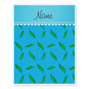 Personalized name sky blue green peapods temporary tattoos