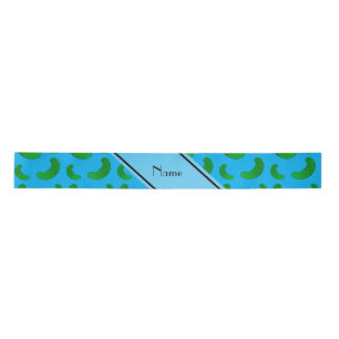 Personalized name sky blue green pickles satin ribbon