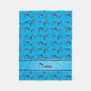 Personalized name sky blue Greyhound dogs Fleece Blanket