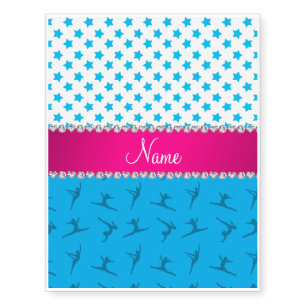 Personalized name sky blue gymnastics blue stars temporary tattoos
