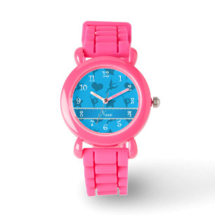 Personalized name sky blue gymnastics stars hearts watch