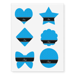 Personalized name sky blue hearts temporary tattoos