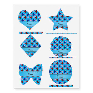 Personalized name sky blue jerseys rugby balls temporary tattoos