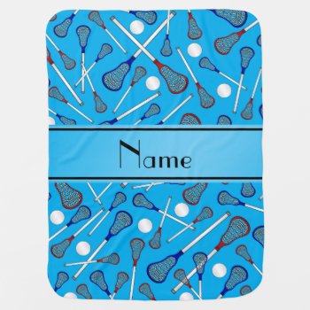 Personalized Name Sky Blue Lacrosse Pattern Stroller Blanket by Brothergravydesigns at Zazzle