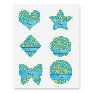 Personalized name sky blue lightning bolts temporary tattoos