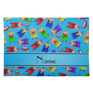 Personalized name sky blue mexican wrestling placemat